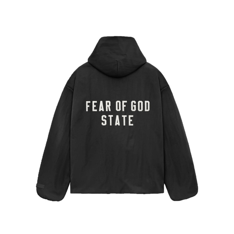 جکتکلاهدار Fear of God ESSENTIALS Fear of God Essentials Black Textured Nylon Hooded Jacket