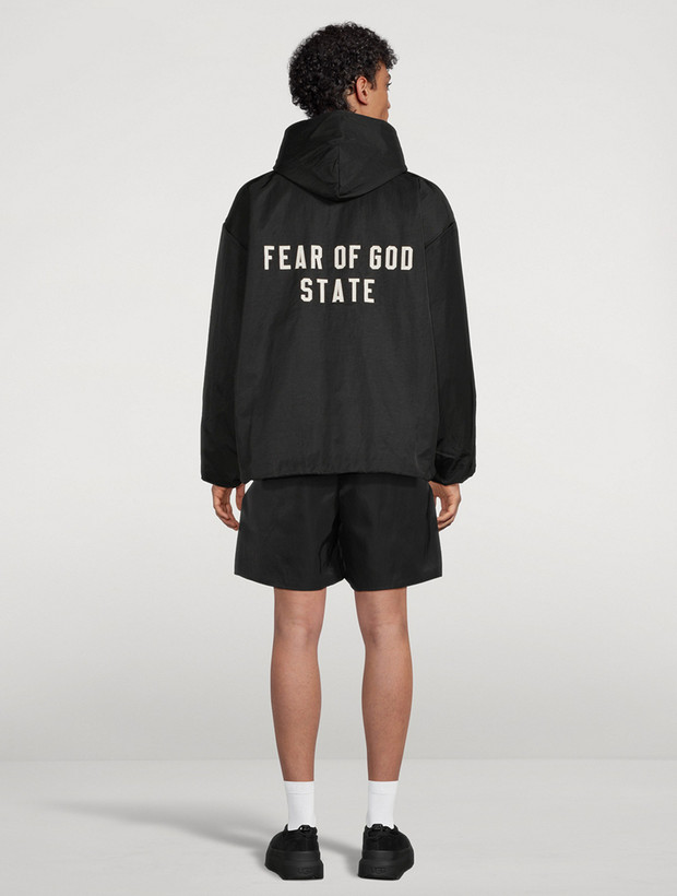 جکتکلاهدار Fear of God ESSENTIALS Fear of God Essentials Black Textured Nylon Hooded Jacket