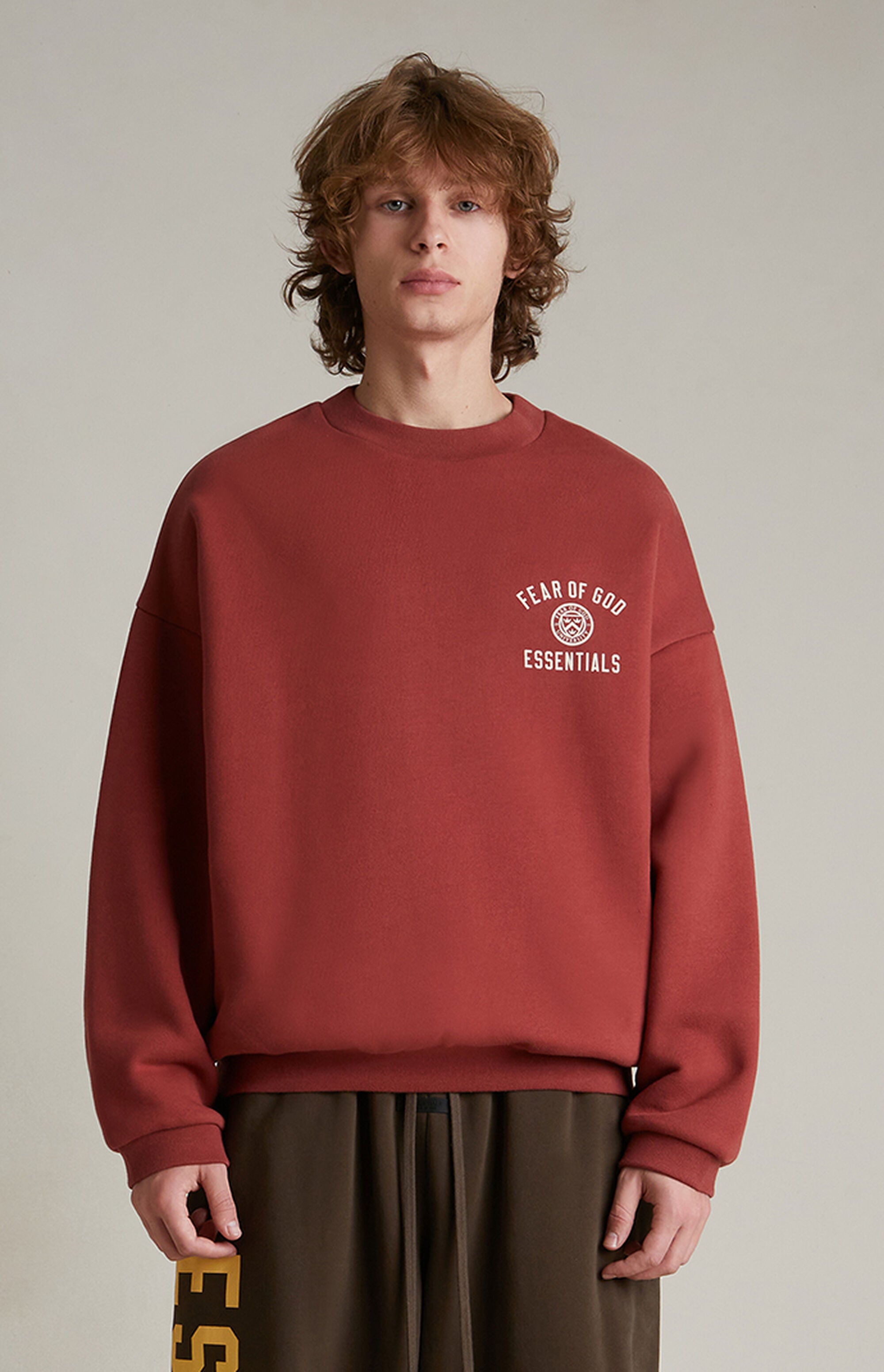Fear of God ESSENTIALS Crimson Fleece Crew Neck Sweatshirt