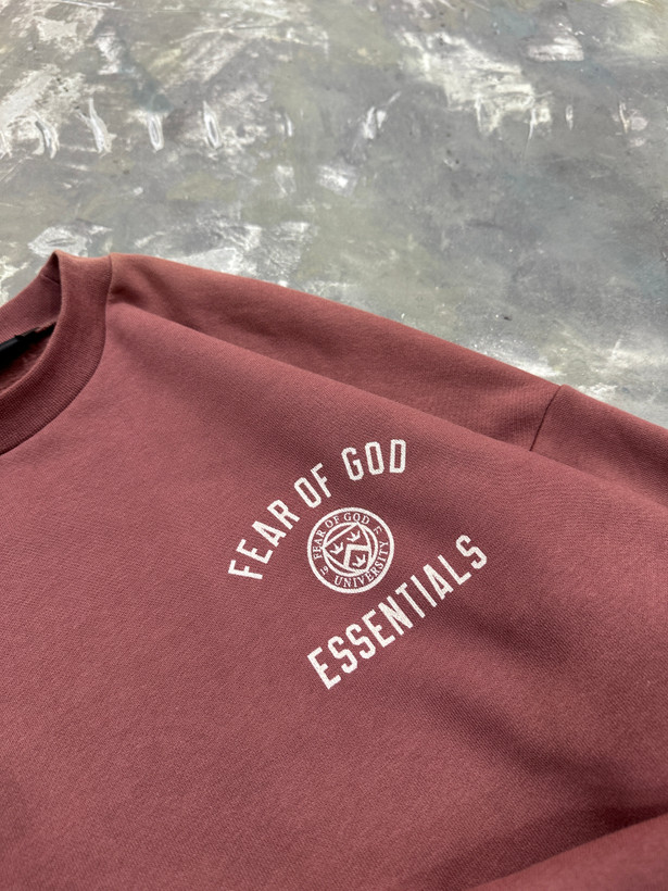 Fear of God ESSENTIALS Crimson Fleece Crew Neck Sweatshirt