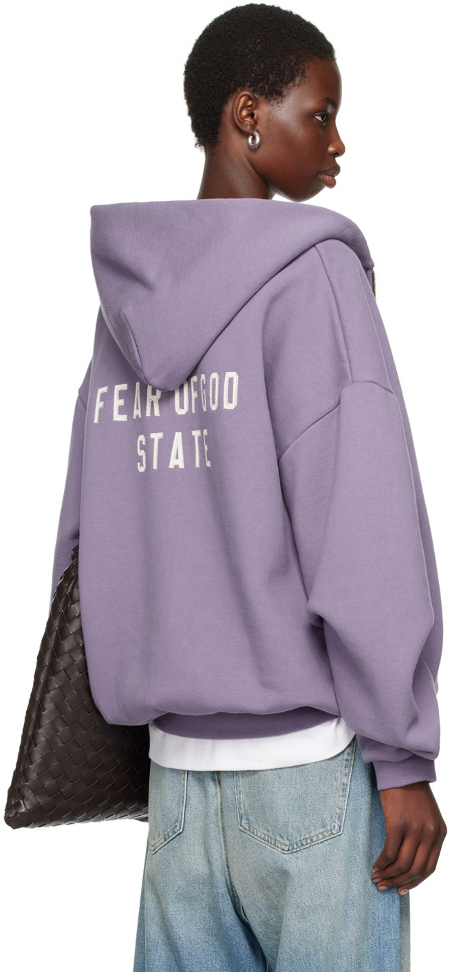 Heavy Fleece Fullzip Hoodie in Lavender Fear of God ESSENTIALS