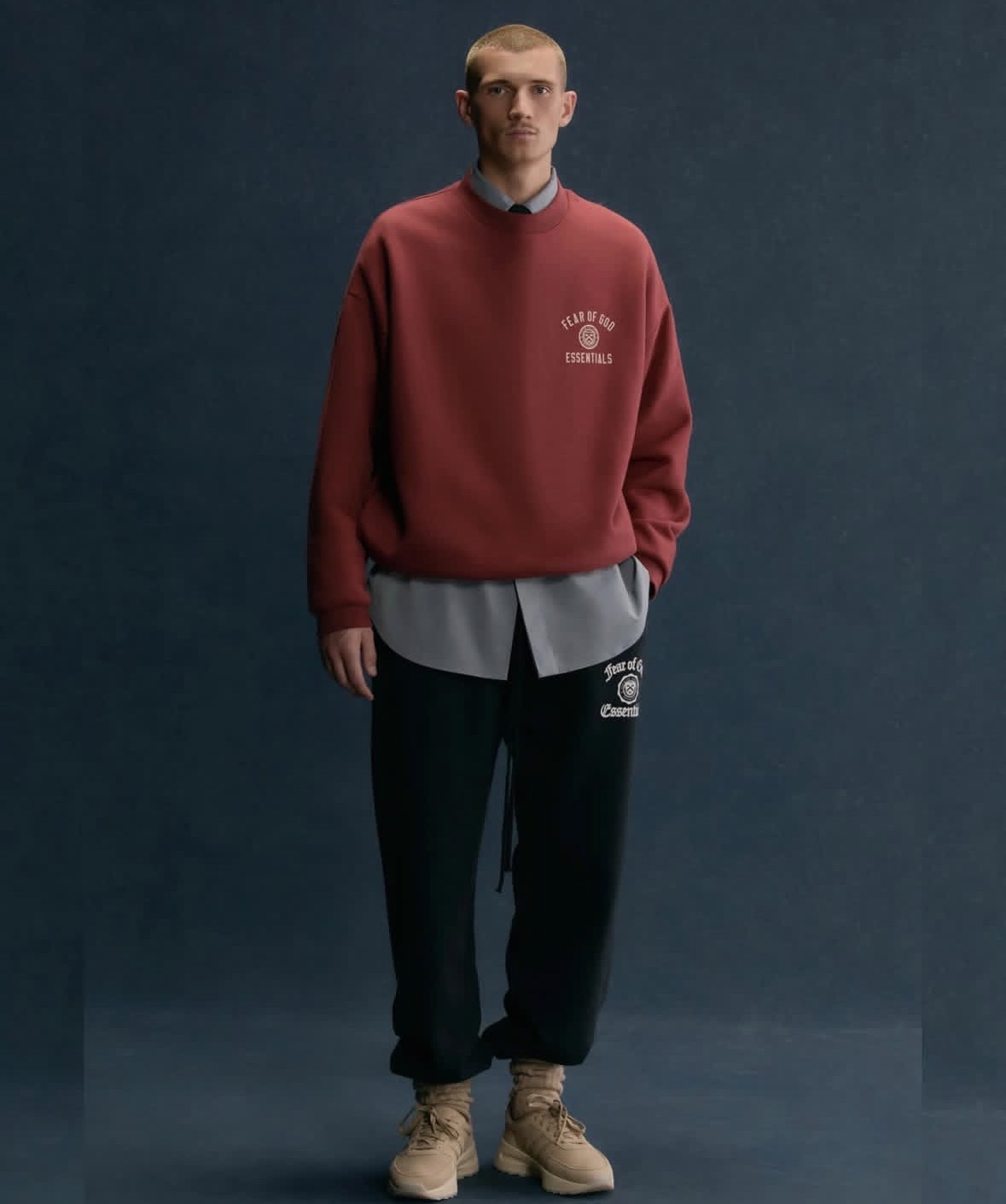 Fear of God ESSENTIALS Crimson Fleece Crew Neck Sweatshirt